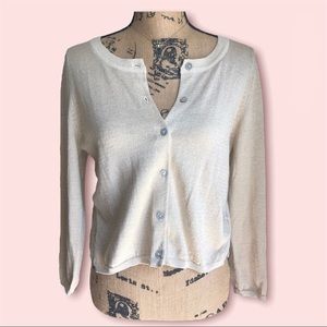 ☕️ Sparkly cream cardigan with lace back from Anthropologie